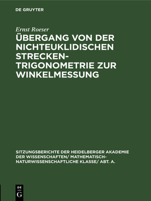 cover image of Übergang von der nichteuklidischen Streckentrigonometrie zur Winkelmessung